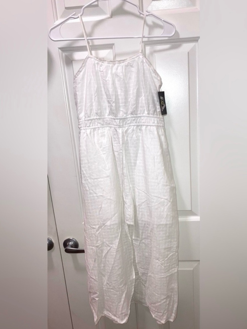 Girls' Ruched Waist Cami Strap Walkthrough Dress - Art Class™ White 
Size XL New - Picture 2 of 7